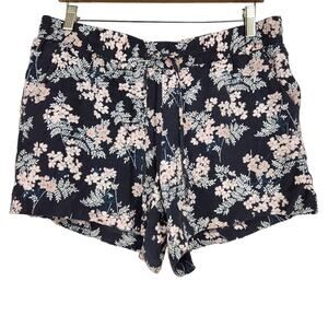 SALE Loft Navy Blue Pink Floral Print Shorts